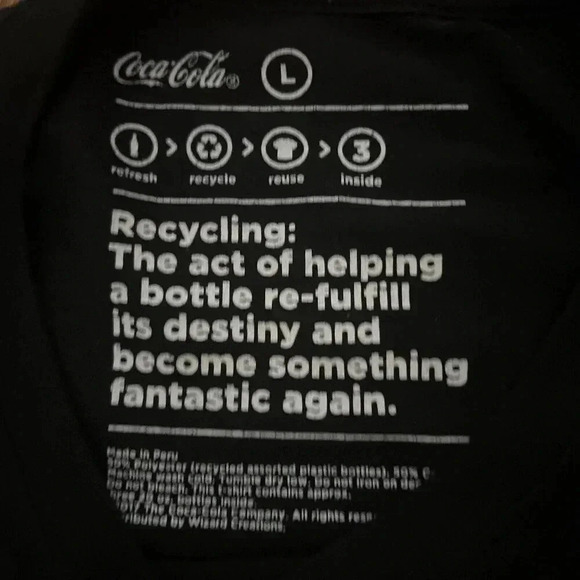 Coca-Cola Peace Love T-Shirt Men's Black Size L - Picture 5 of 5